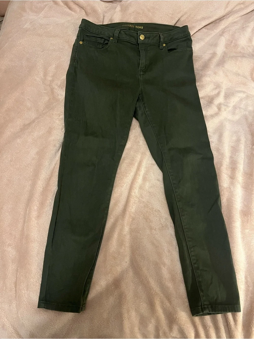 Michael Kors Izzy Skinny Forest Olive Green Skinny Jeans